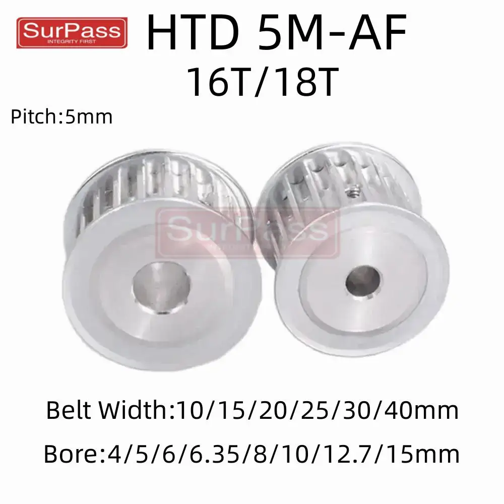 AF Type 16T/18 Teeth HTD 5M Timing Pulley Bore 5-15mm for 10/15/20/26/30/40mm Width Belt Used In Linear Pulley 5GT