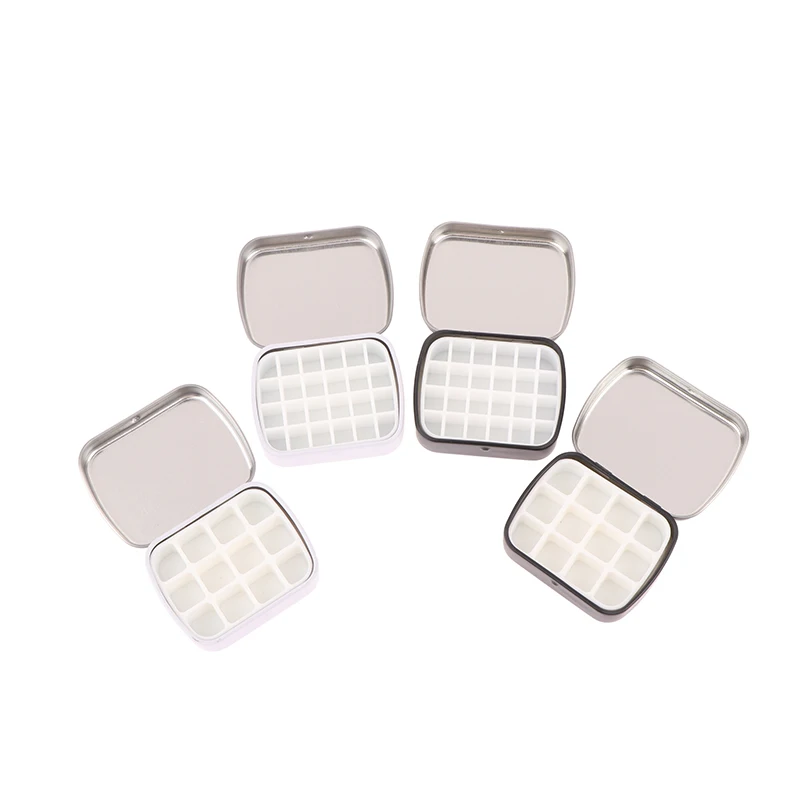 Portable Empty Watercolor Tin Box 12/24 Grids Mini Watercolor Paint Palette Travel Painting Paint Tray Art Supplies