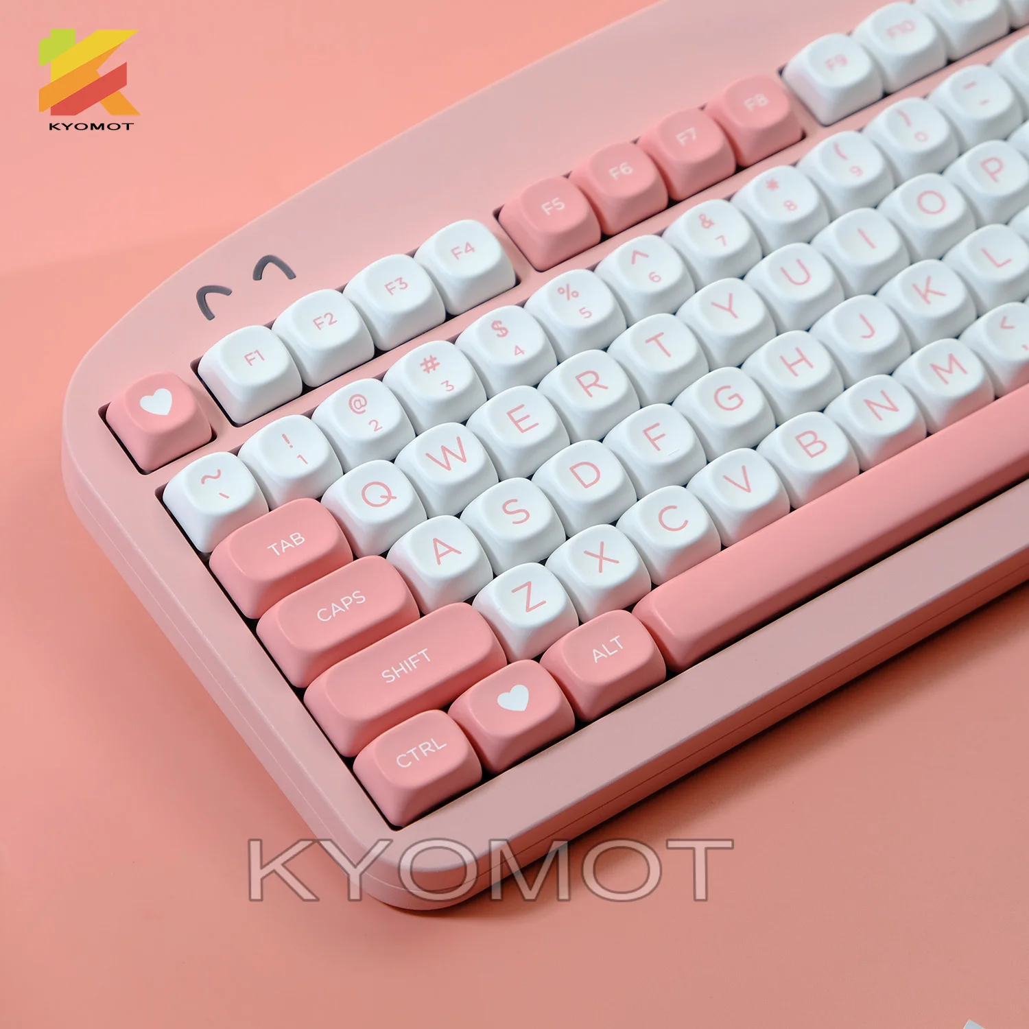 

KYOMOT 125 Keys Pink In Love Theme Keycaps PBT Dye Sublimation MOA Profile Keycap for MX Switches DIY Gaming Mechanical keyboard