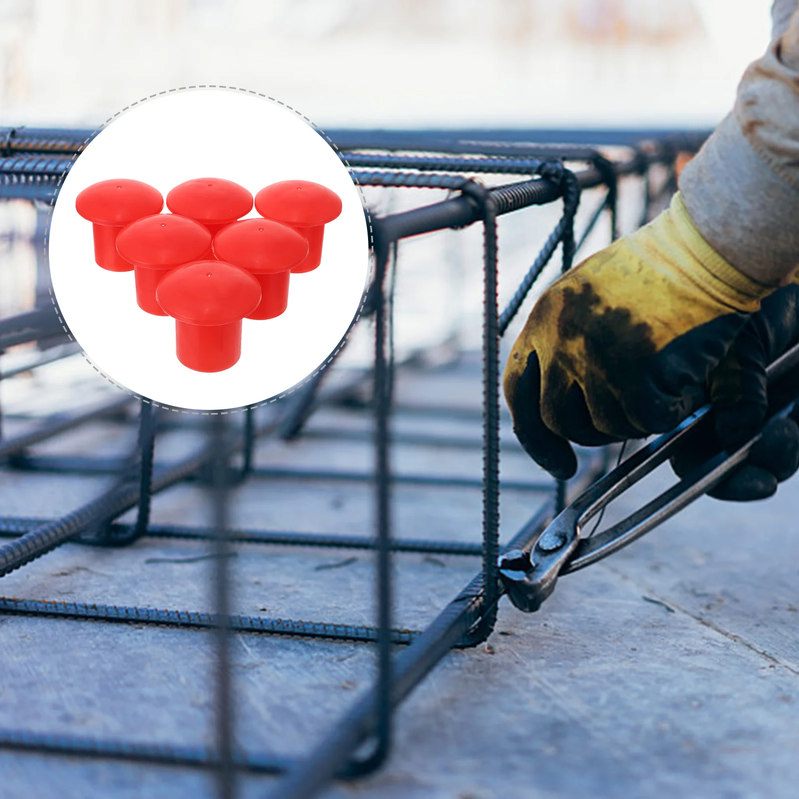 

30 Pcs Rebar Caps High Visibility Red 16 25mm Steel Reinforcement Cover Safety End Protector Industrial Grade Plastic