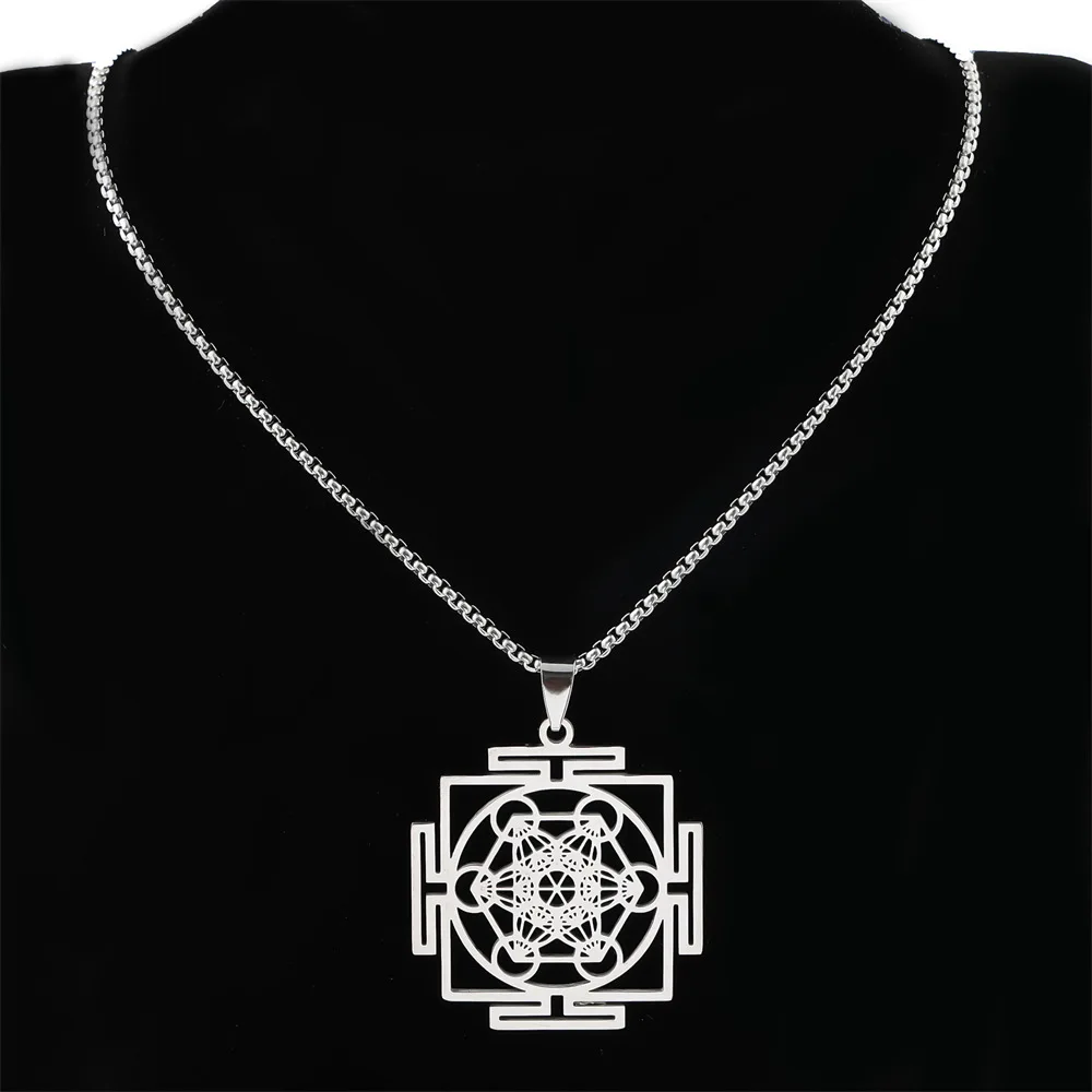 New Zen-inspired Mandala Yoga Meditation Stainless Steel Yoga Pendant Necklace Set - For Men and Women, Aesthetic Jewelry Neckla