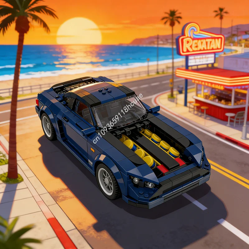 

397 деталей MOC ULTIMATE Ford Mustang Dark Horse City Champions, конструктор, строительные блоки, рождественские подарки, игрушки
