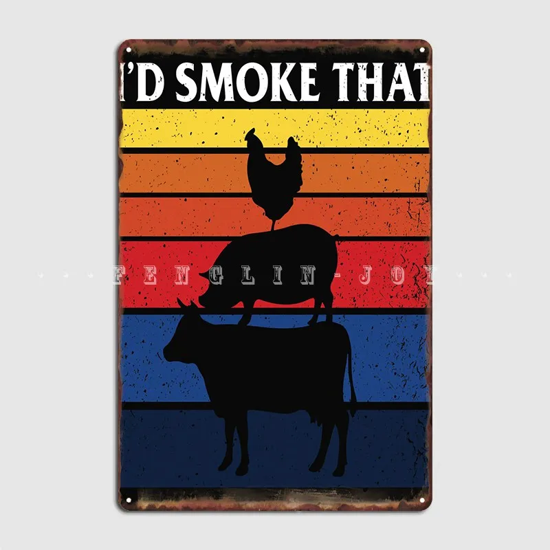 Bbq Grill Smoker Meat Poster Metal Plaque Garage Club Mural Painting Wall Cave Create Tin Sign Poster