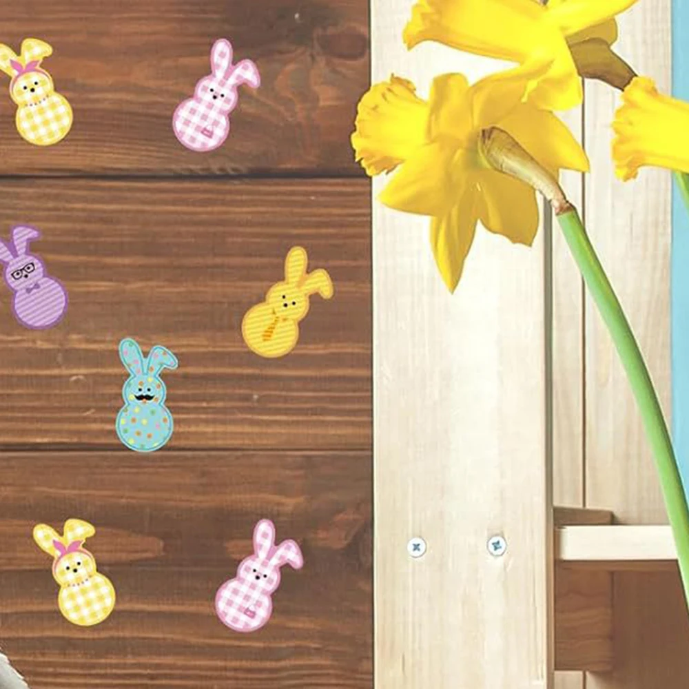 

50-500Pcs/Pack Easter Bunny Stickers Roll Cute Colorful Rabbit Paper Decals 9 Designs Pattern Gift Packaging Sealing Stickers