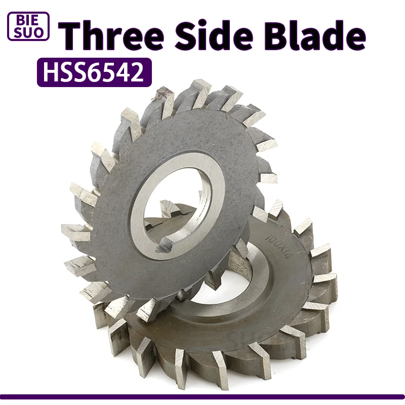 1PCS HSS high-speed steel straight tooth three-sided blade milling cutter 50 63 75 80  100 125 130 150mm thickness 4mm-20mm