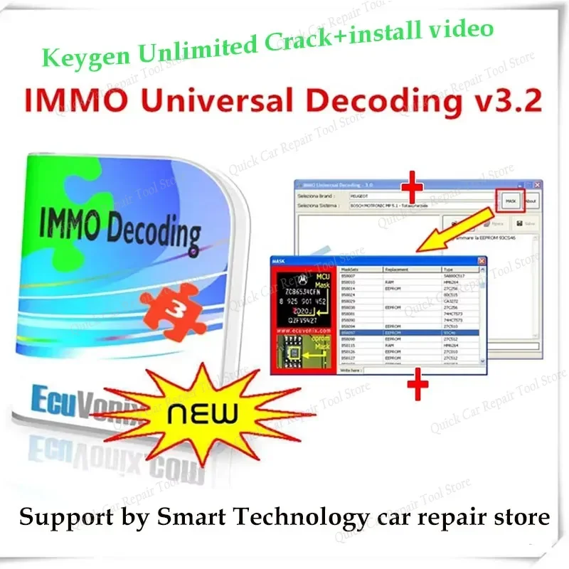 Ecuvonix 3.2- Universal IMMO 3.2 Decoder with Free KeyGen, Operating System: Windows XP / 7