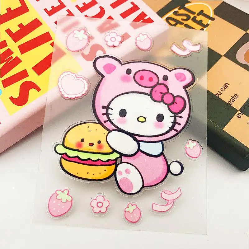 Sanrio Olá Kitty Dos Desenhos Animados Adesivos para Meninas, Impermeável Decore Adesivos, DIY, Geladeira, Telefone Móvel, Computador, Copo De Água, Geladeira, Kawaii