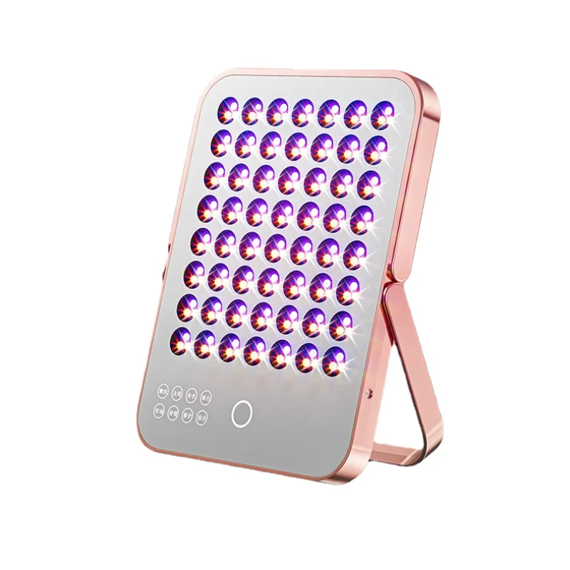 2 in 1 Rose Gold Household LED Large Row Light Makeup Mirror Photon Skin Mask Red Light Therapy Masks Acne Beauty Spectrometer