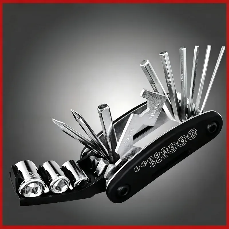 Multifunctional 16 in 1 Folding Wrench Tool Portable Hex Socket Screwdriver Set for Bicycle Motorcycle Home Repair Maintenance