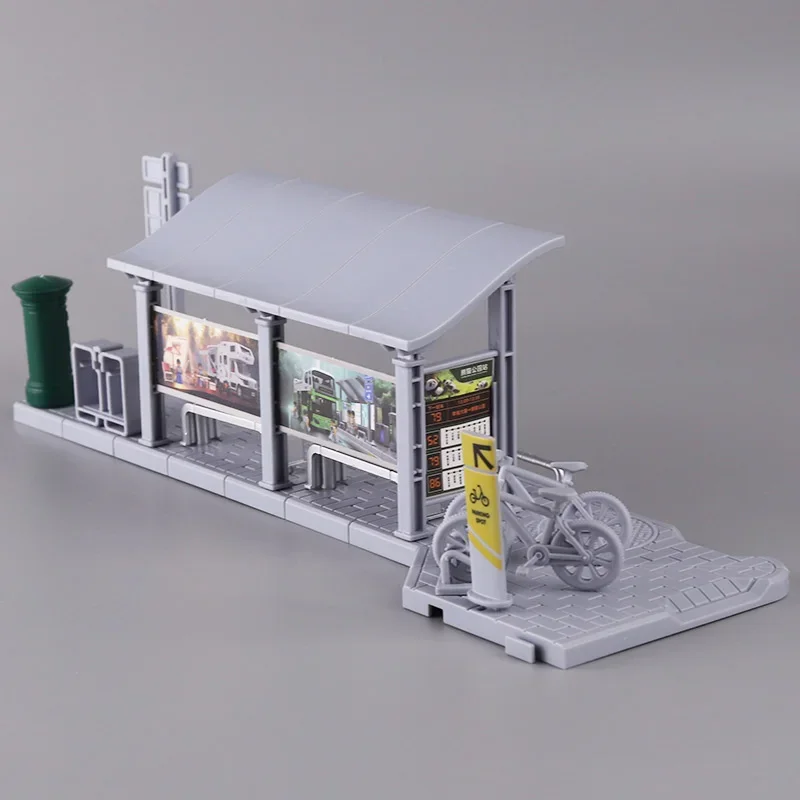 Miniature Bus Platform Model Assembly Plastic Building Blocks Toys for Diy City Scenes/sandtable Landscape/gift 1Pc
