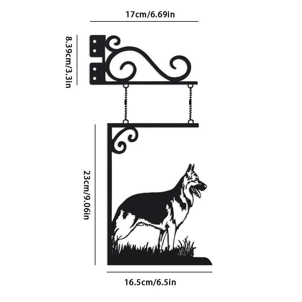 Metal Wind-Activated German Shepherd Art. This moving, swingable outdoor decor adds life to your fence, garden, or rustic cabin.