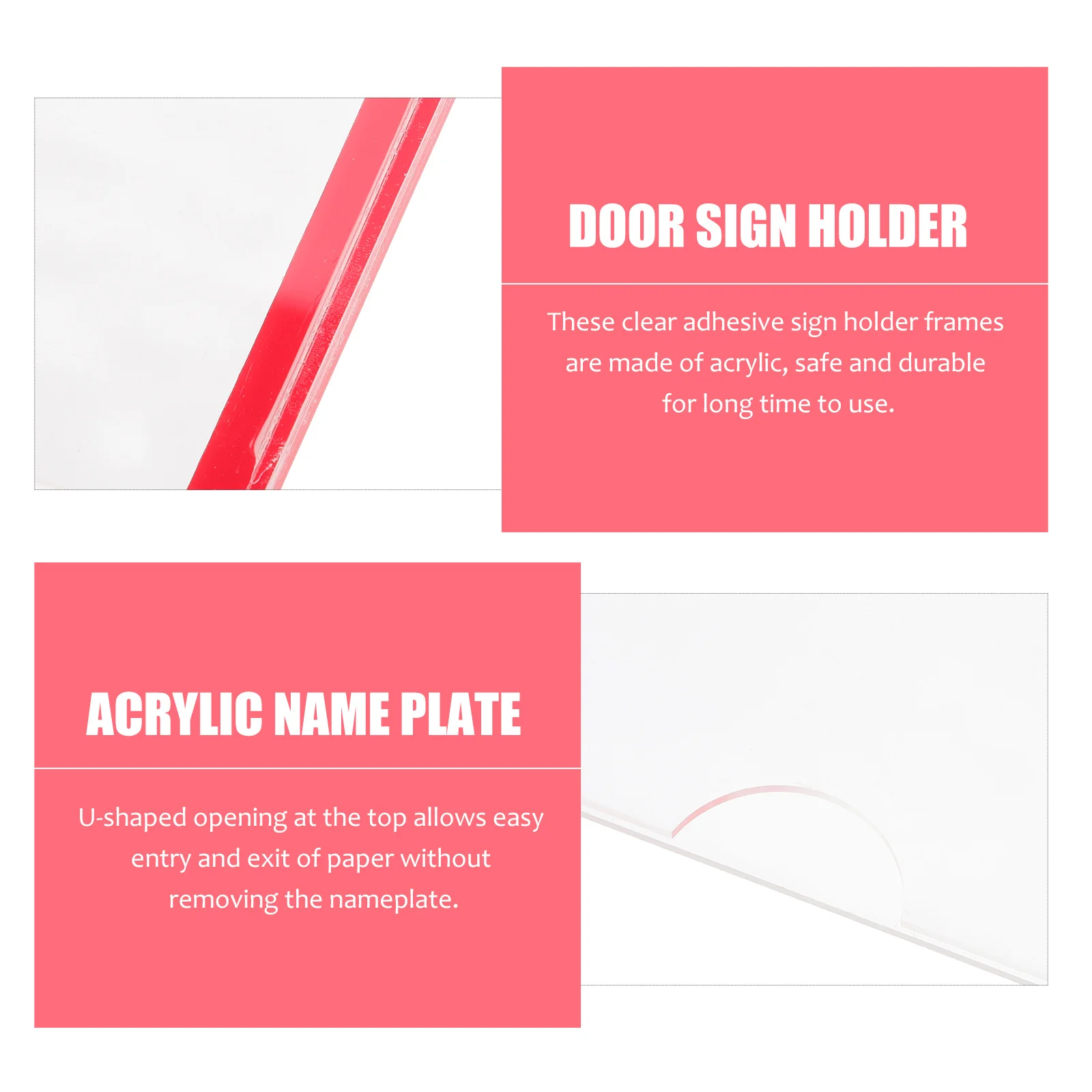 

4Pcs Door Sign Holders Acrylic Clear Adhesive Office Wall Frames for Classroom Office Hospital Restaurant Airport Door Name