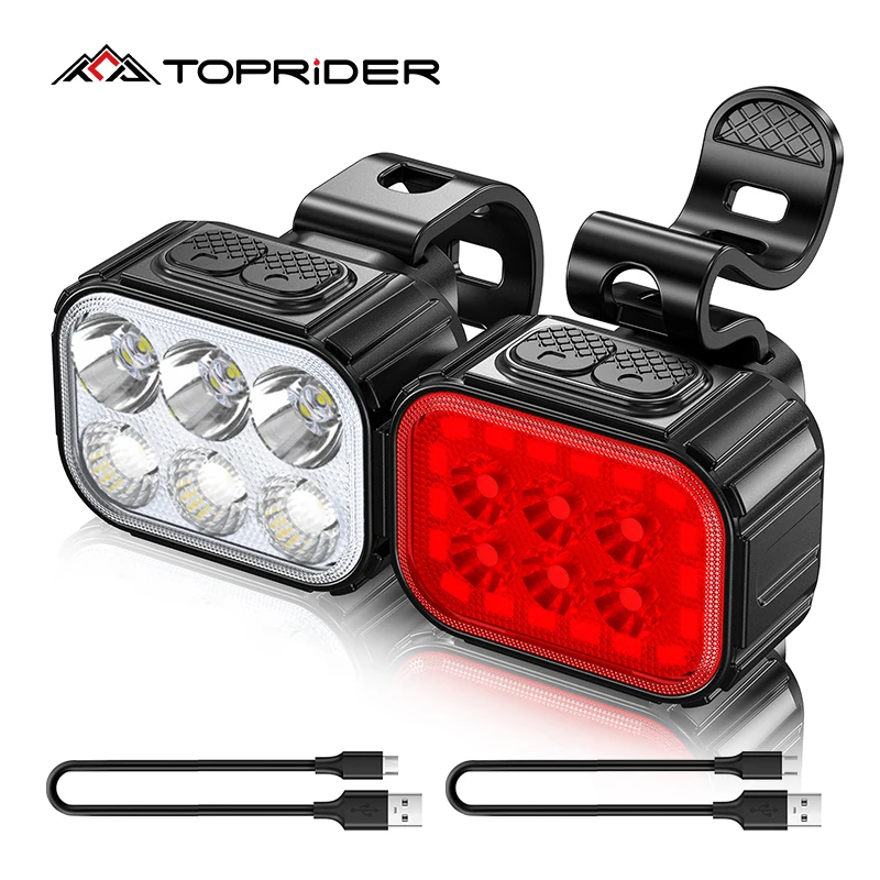 

Q6 Bicycle Light Front And Rear Luz Delantera Bicicleta MTB Bike Headlight Rechargeable Lamp Bicycle Lanterna Cycling Flashlight