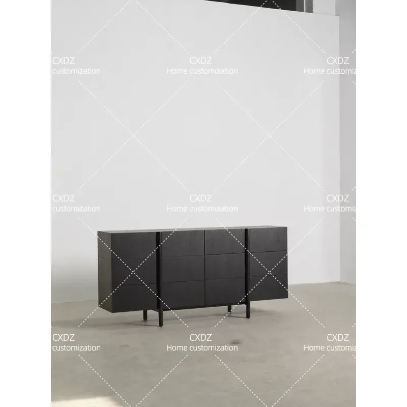 Medieval Wabi Sabi Retro Black Rectangular Bucket Cabinet High End Six Drawer Storage Locker Secret Chest for Home