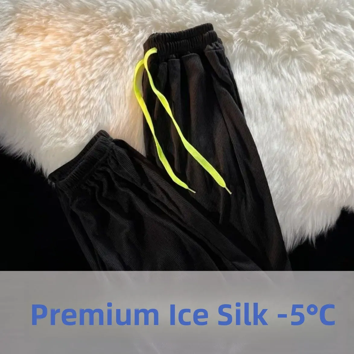 Women's Summer Ice Silk Quick Dry Thin Loose Sports Cuffed Pants Casual High Waist Straight Leg Pants Long Pants Polyester Fiber