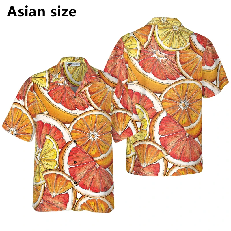 

Lemon Fruit Pattern 3d Print Hawaiian Shirts For Men Clothing Summer Vacation Lapel Button Short Sleeve Casual Trend Aloha Shirt