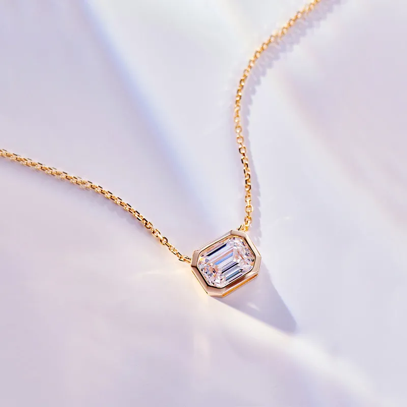 GXTRS 1CT Emerald Cut Moissanite S925 Silver Jewelry Sets For Women Fashion Necklace Earring Lab Diamond Fine Jewelry Certified - view 5