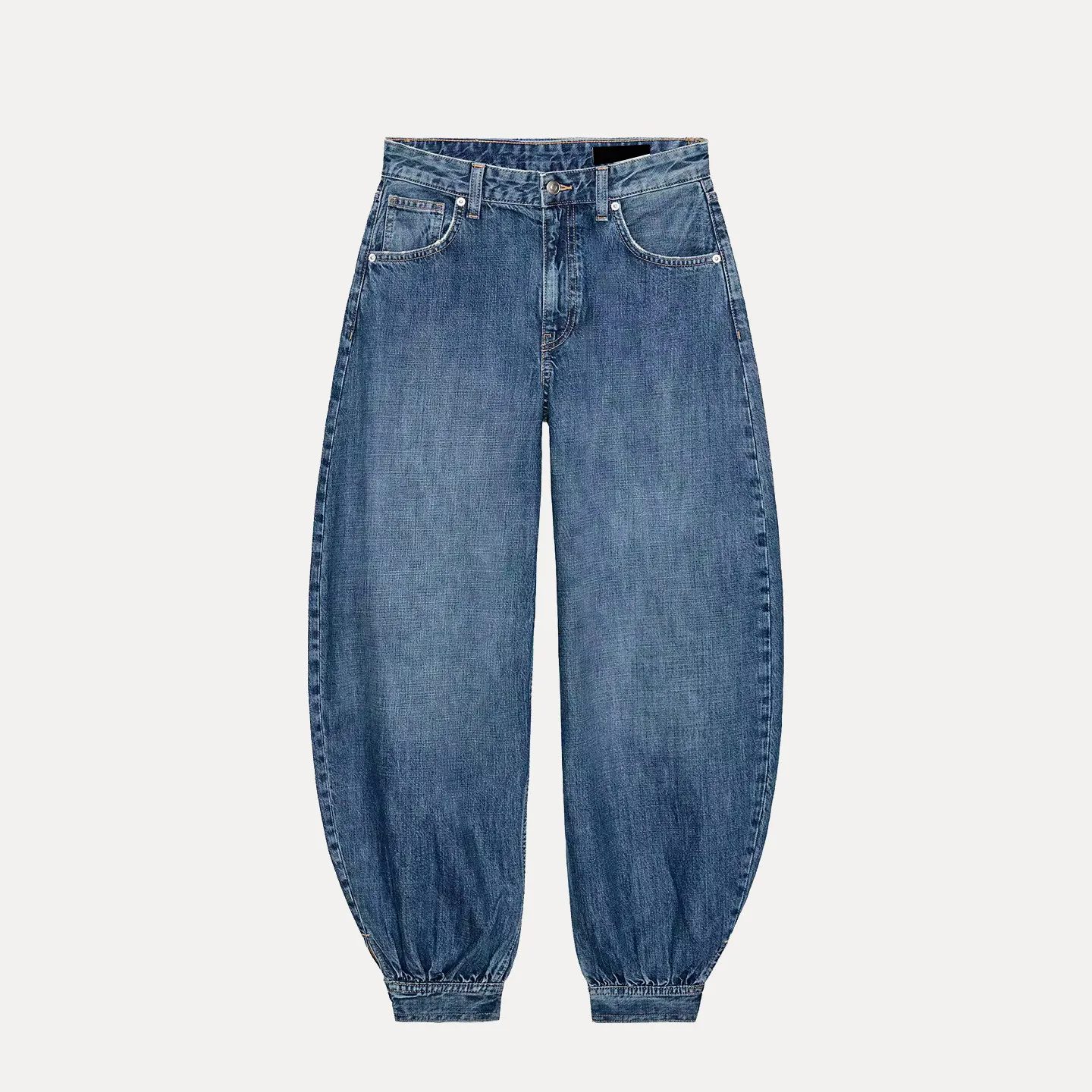 

Faionable Balloon Sve Denim Jeans Women's Spring 2026 New Arrival l Waist Stand Fit Jeans ket Detail Denim C...