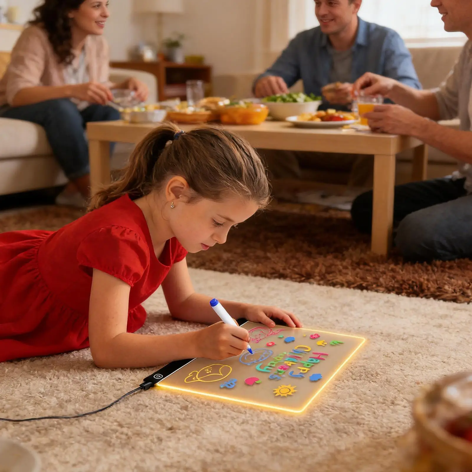 Led Drawing Board For Kids 7 Colors Touch Control Dry Erase Writing Supplies Led Light Board For Kids Night Light Home Offices