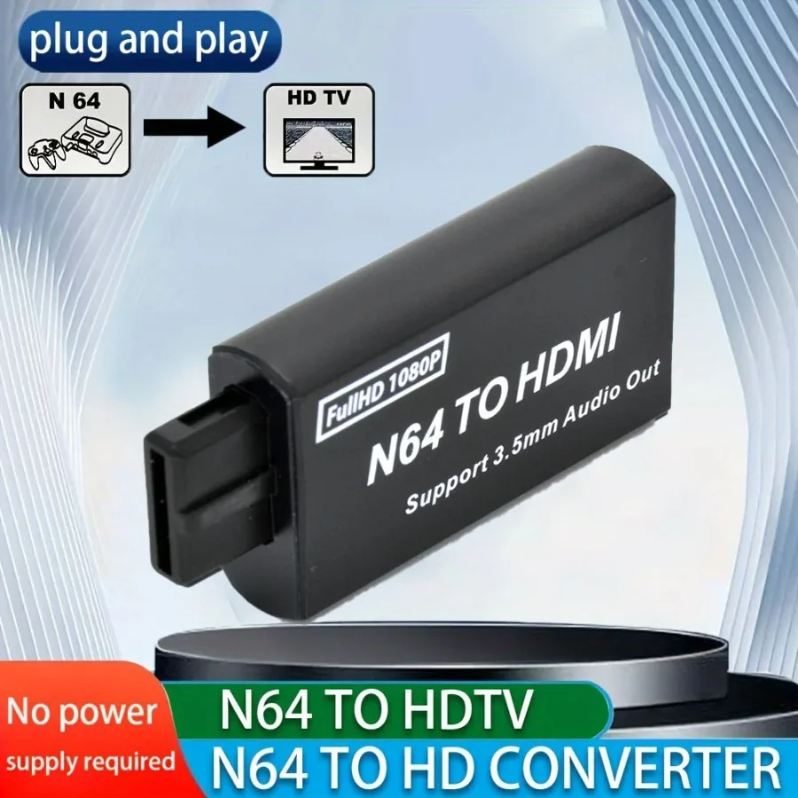 Grwibeou 1080P N64 To HDMI-compatible Converter Game Adapter Plug and Play HD Cable Adapter for Nintendo 64/NGC/SNES Accessories view 3
