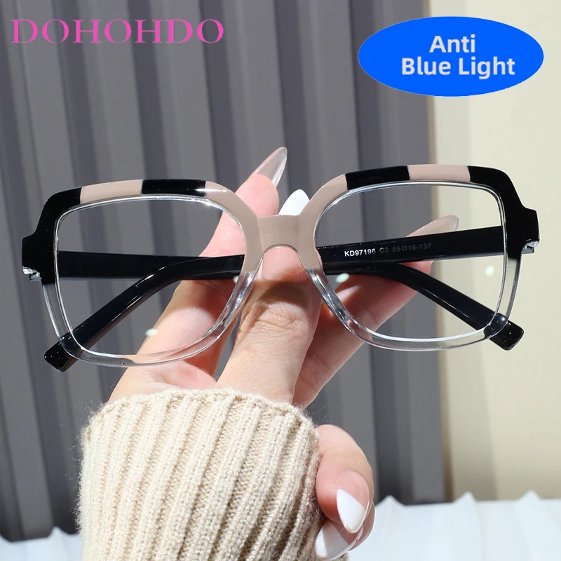 

Trendy Brand Designer Big Square Women Optical Glasses Men Computer Office Work Designer Brand Anti-Blue Light Eyewear Unisex