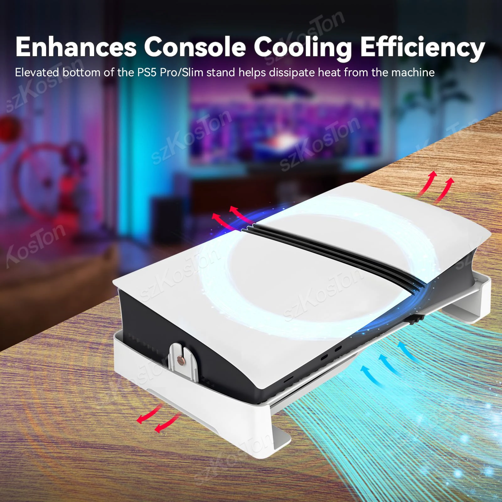 حامل أفقي لوحدة تحكم الألعاب PS5 Pro وPS5 Slim قاعدة ثابتة مضادة للانزلاق متوافقة مع ملحقات PlayStation 5 Pro