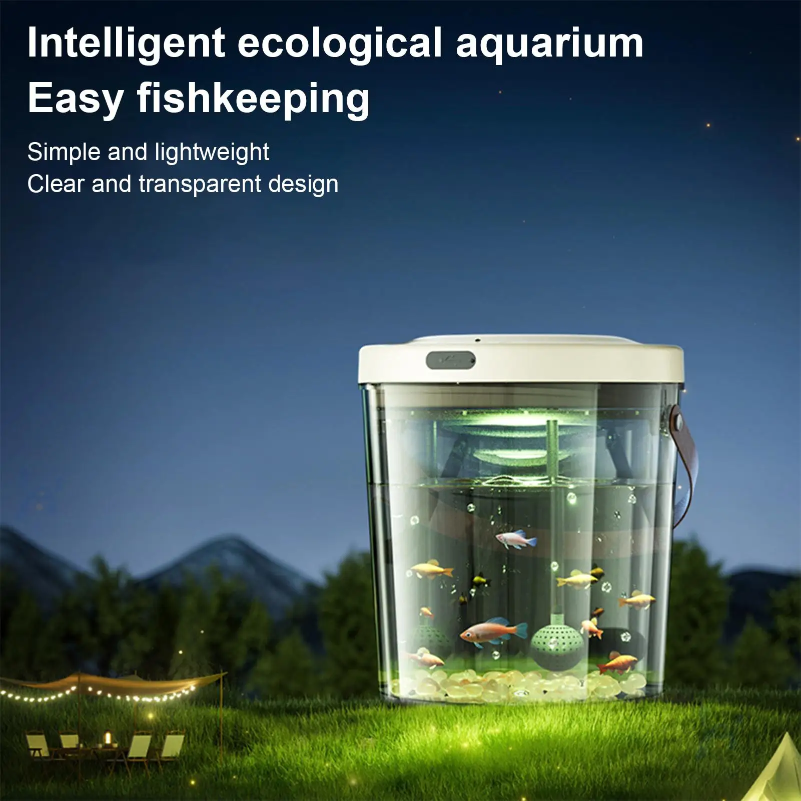 

Small Fish Tank with Light Quiet Oxygen Circulation Clear Fish Bowl 2000mAh Mini Aquarium for Reptile Bait Fishing Kids Indoor