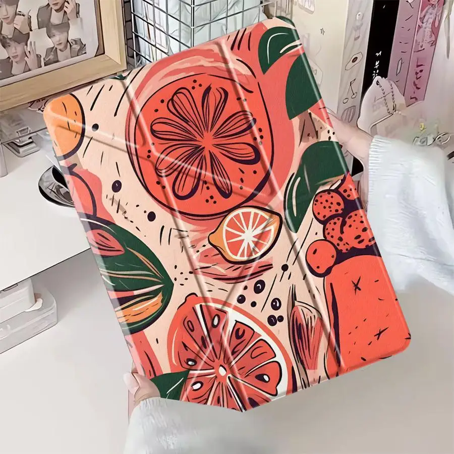 Tablet Case For iPad Mini 6 7 Pro 2025 Air 4 5 M3 M2 M4 11inch Pro 11th 10th 9th 8th 7th 12.9inch Holder Cover Fruit Lemon
