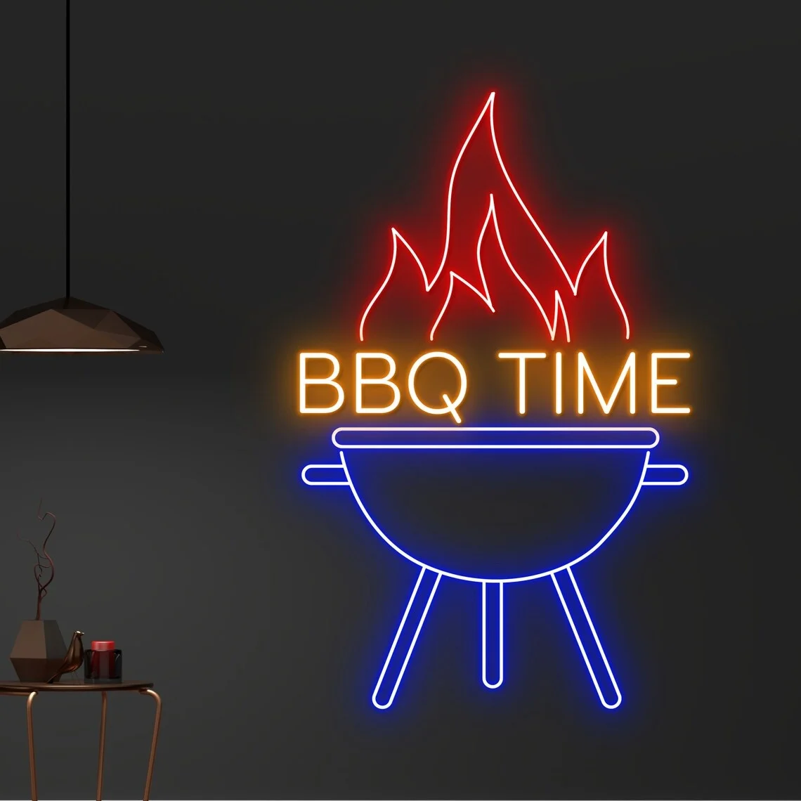 BBQ TIME Neon Sign Barbecue Grill Sign BBQ Grill Restaurant Wall Art Decor