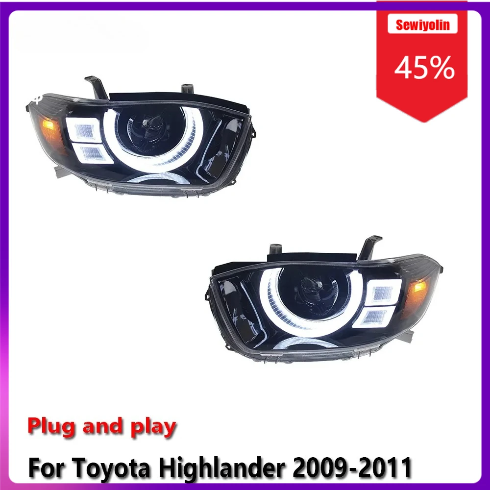 

Sewiyolin Car LED Lamp Headlight Assemblies For Toyota Highlander 2009-2011 Fog DRL Brake Turn Signal Lamp