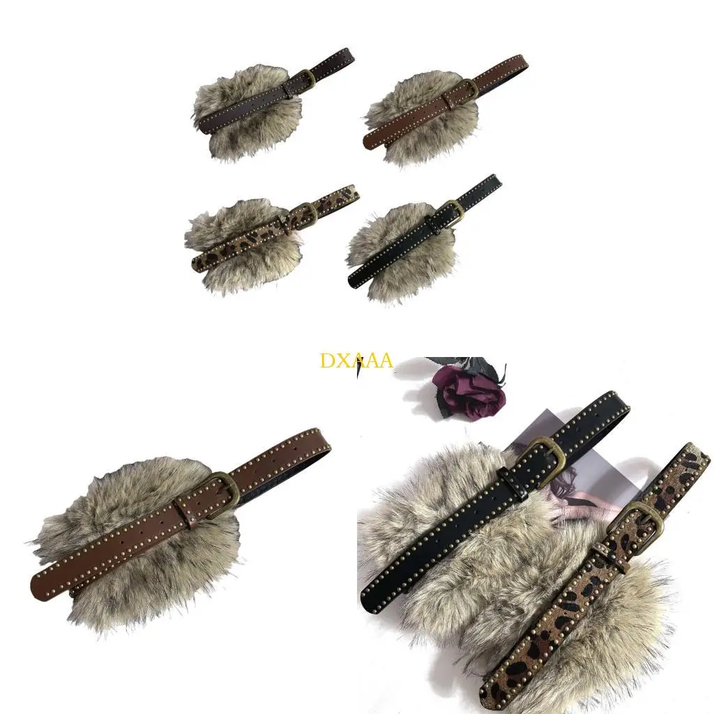 

DXAA Fuzzy Belt With Metal Metal Buckles Soft PU Leather Unisex Daily Wear Accessory