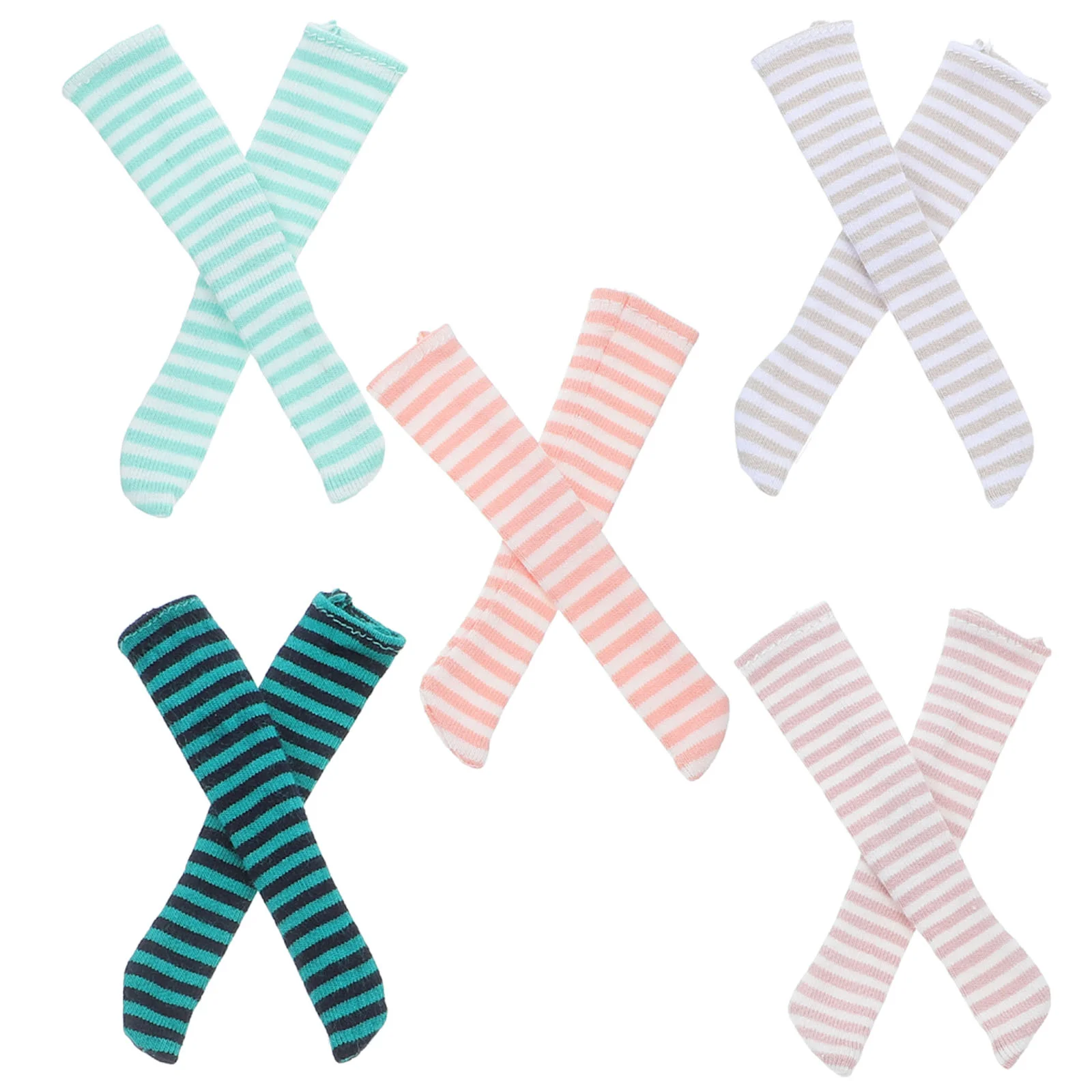 5 Pairs Socks Girls Winter Leg Warmers Striped Baby Long Boot Stockings over The Knee