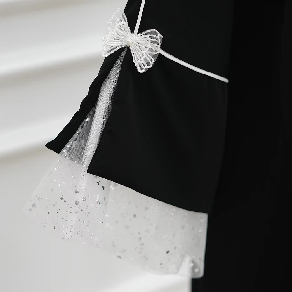 

2025 Ид, новая мусульманская Абая, исламская одежда, женская элегантная кружевная Нида, черная закрытая Абая, Дубай, женские скромные платья