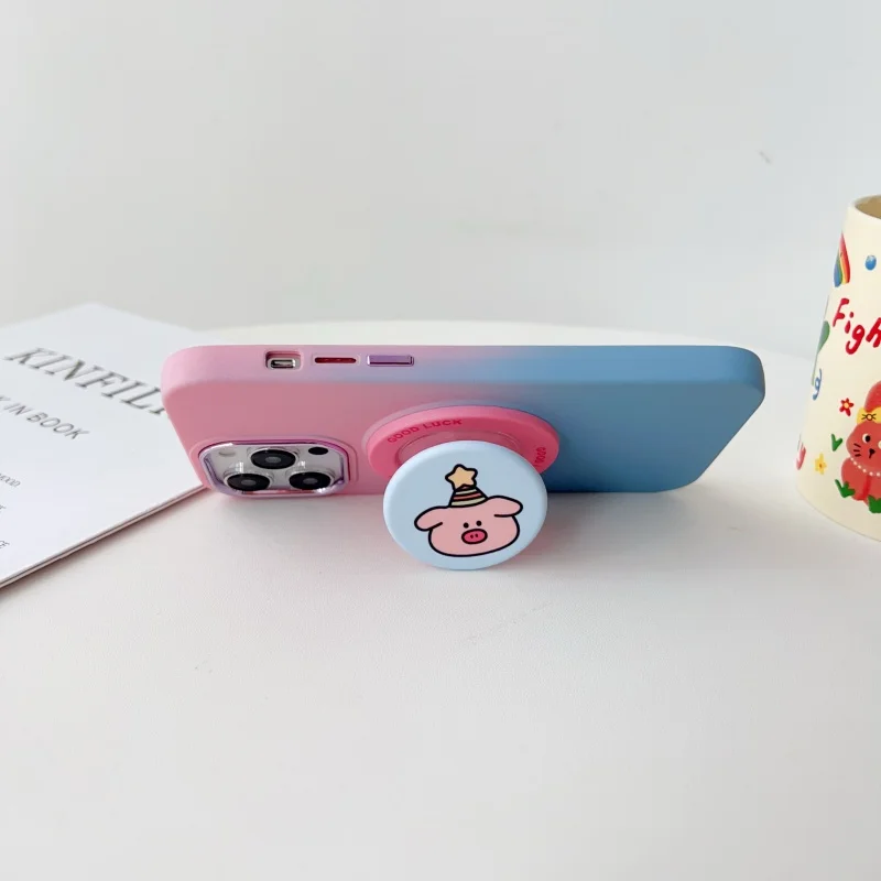 Simpatico cartone animato coreano per impugnatura magnetica per telefono Magsafe Tok Griptok supporto per iPhone 16 supporto per anello pieghevole per custodia di ricarica wireless