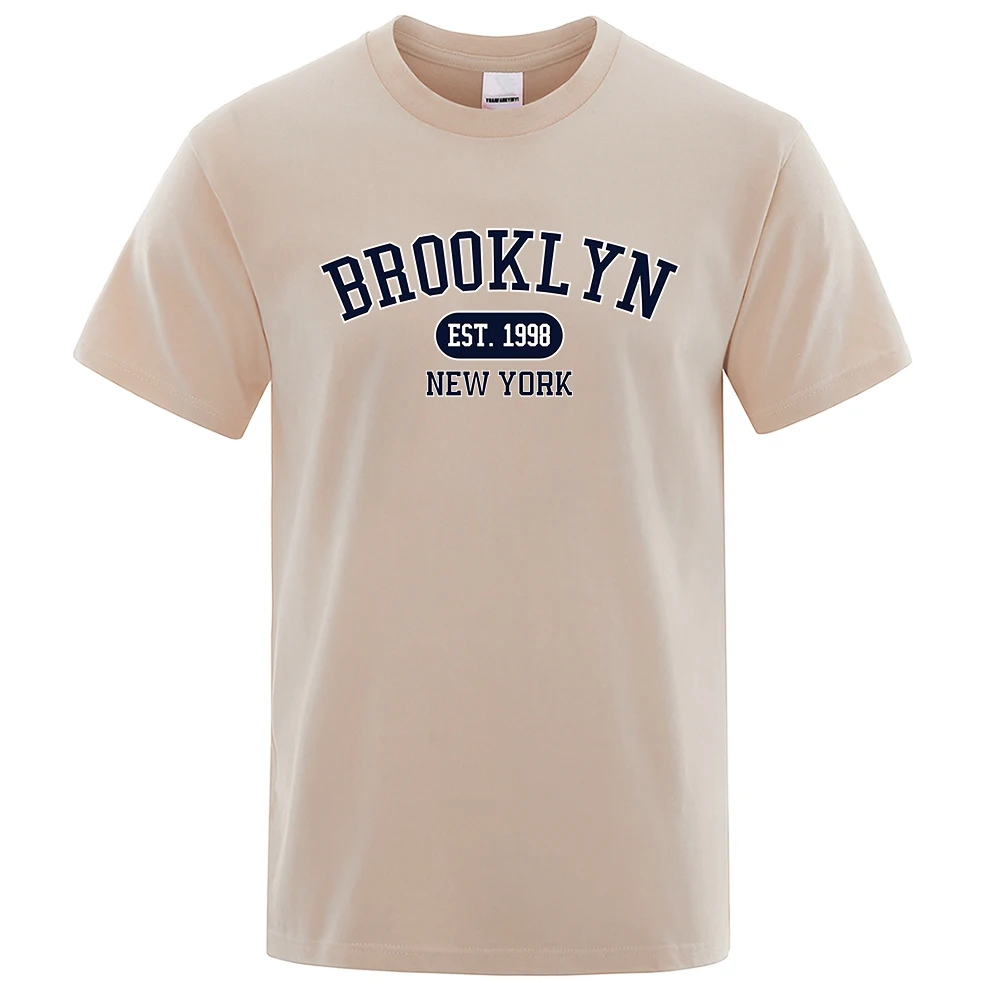 Brooklyn Est.1998 New York Brief T Shirts Mann Lässig Crewneck Streetwear Atmungs Mode Sommer Tops Baumwolle Lose T-Shirts