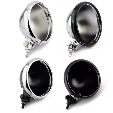 5.75" Round Headlamp Metal Housing Bucket For Harley Dyna Sportster XL 1200 883 Chopper Bobber Cafe Racer 5-3/4" Headlight Shell