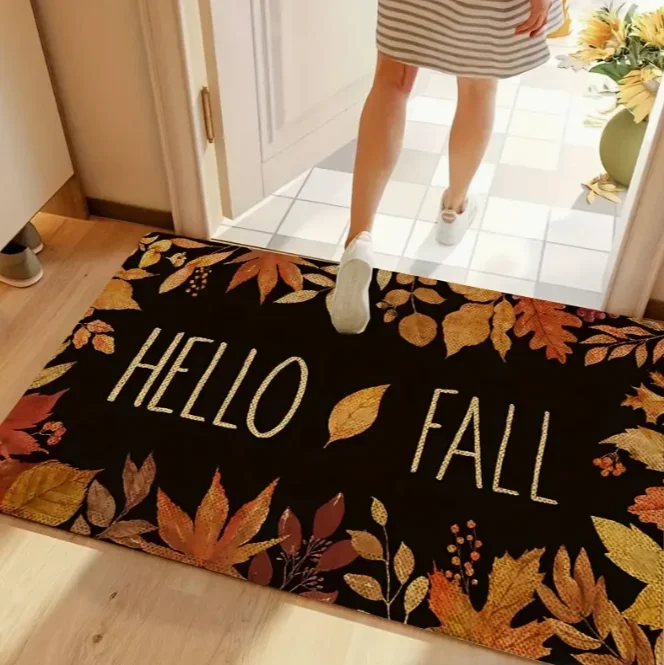 1 Autumn Maple Leaf Decorative Door Mat Household Indoor and Outdoor Entrance Carpet