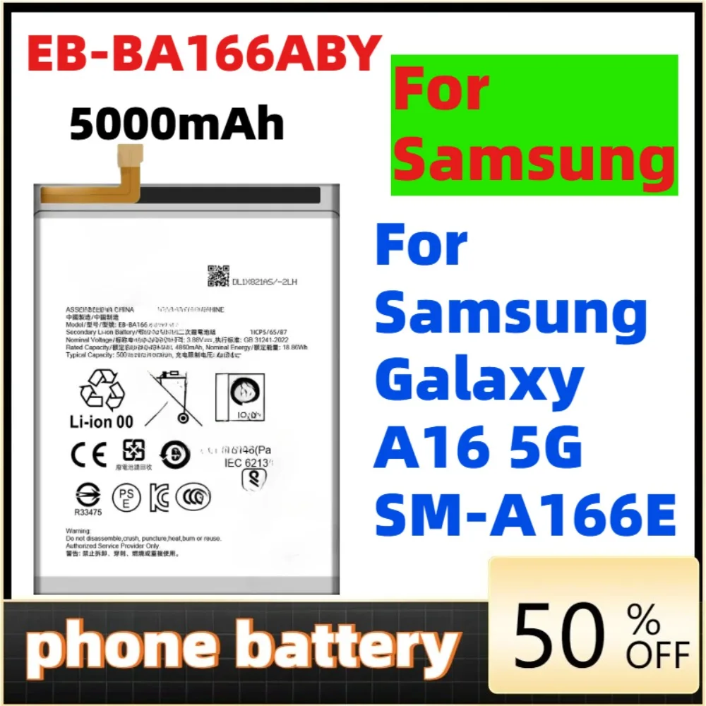 

EB-BA166ABY 5000mAh Battery For Samsung Galaxy A16 5G SM-A166E Mobile Phone Batteries