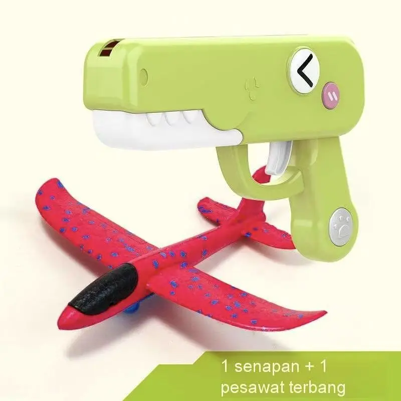 

Игровой набор для улицы: пистолет-катапульта для запуска динозавров из пенопласта, запуск одной кнопкой, три цвета, для игр в помещении и на улице