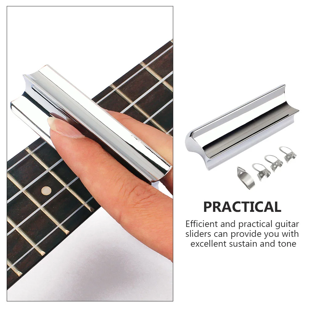 5 Pcs Guitars Electric Sound Bar Stainless Steel Slide Slideshow Tone Bars Silver Lap Man