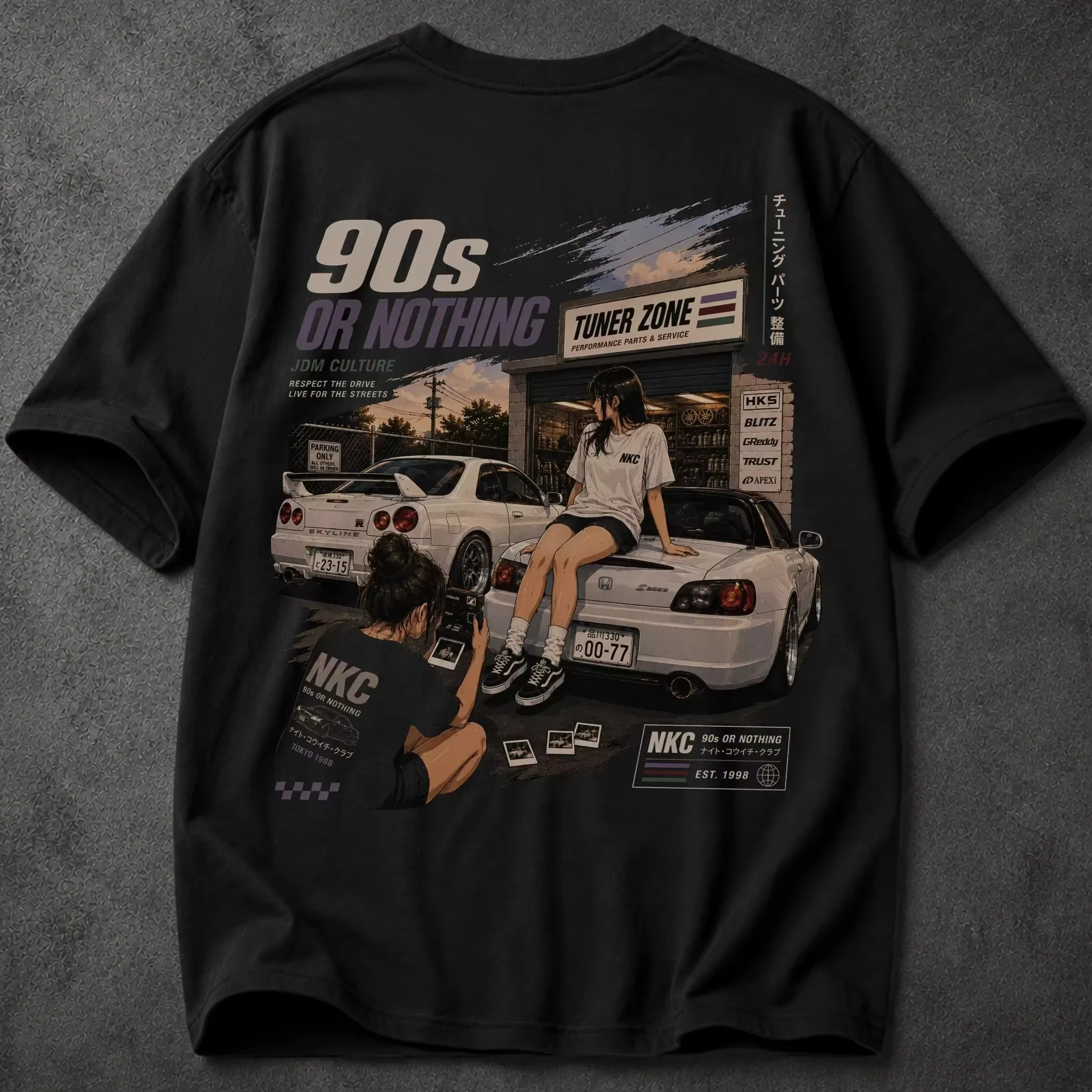 2026 Men Vintage JDM Racing Car Graphic T Shirt 90s Or Nothing Tuner Zone Culture Short Sleeve Crew Neck Cotton Casual Tee