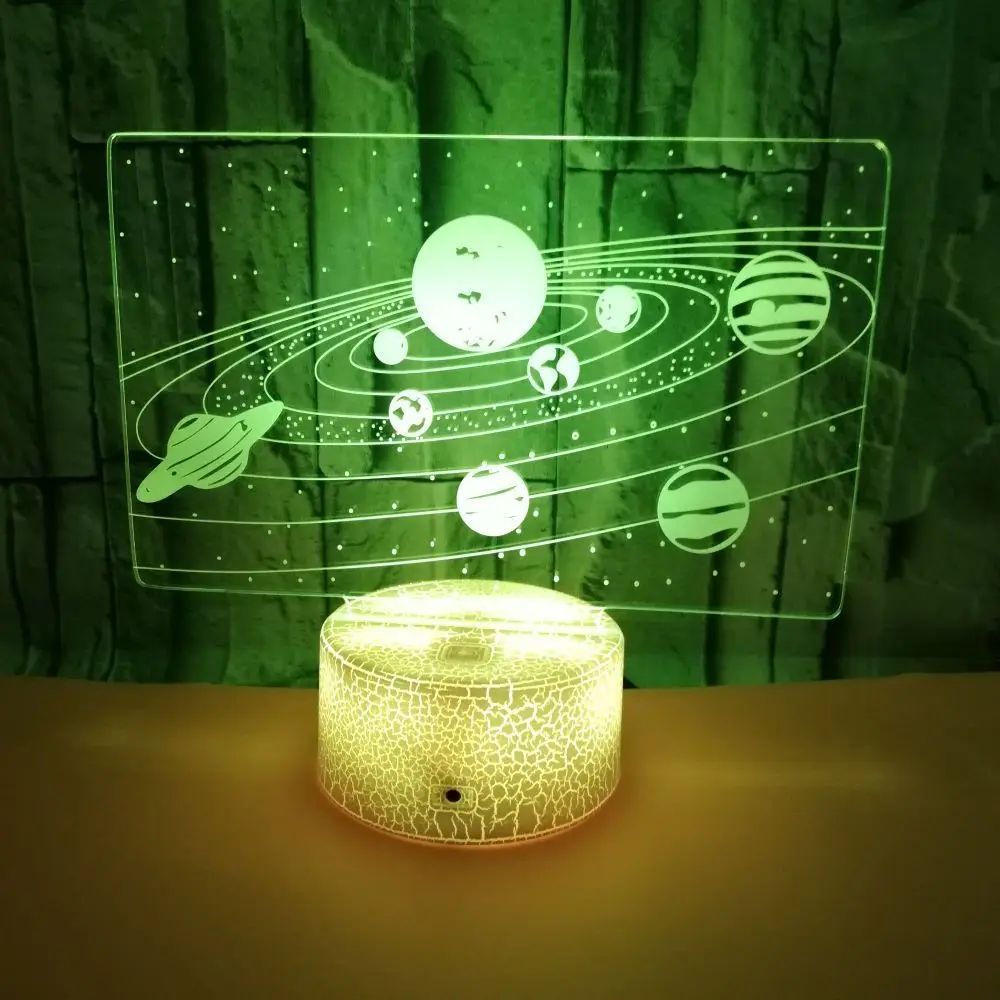 Zonnestelsel 3d Optische Illusie Tafellamp Universum Ruimte Galaxy Nachtlampje Voor Kinderkamer Decor Licht Cadeau Voor Jongens En Meisjes