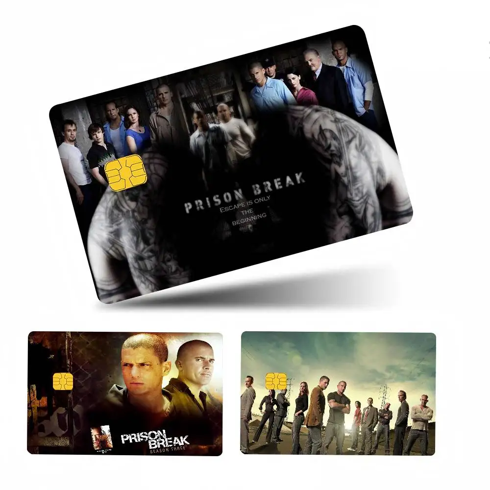 HighDefinition Prison Break Classic TV Series 4pcs 1Set Skin Stickers Film Tape Case for Big Credit Debit Card Front Side