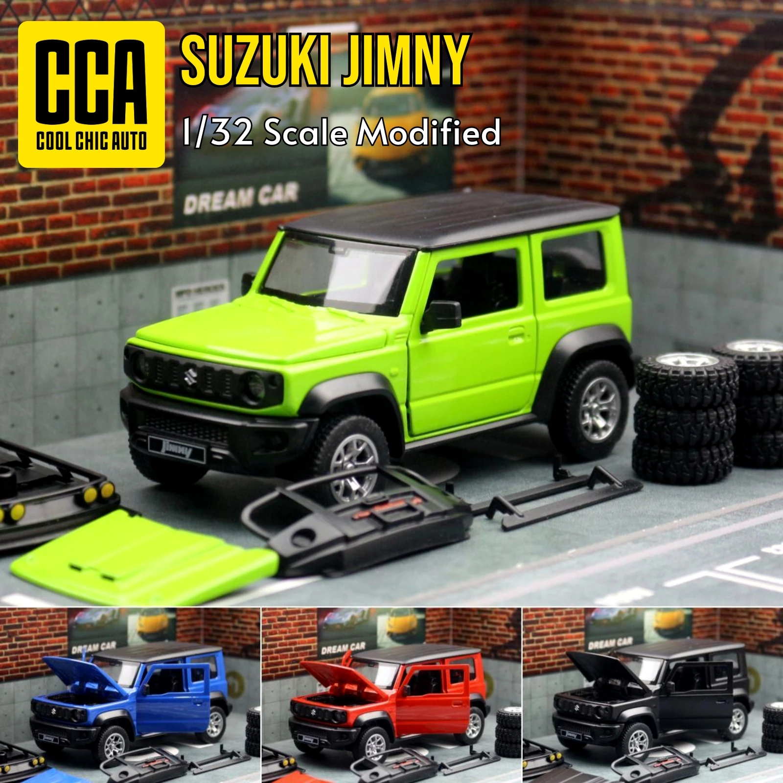1/32 Suzuki Jimny SUVกีฬาของเล่นรถCCAชุดประกอบชุดDiecast Alloy Miniatureฟรีล้อคอลเลกชันของขวัญเด็ก