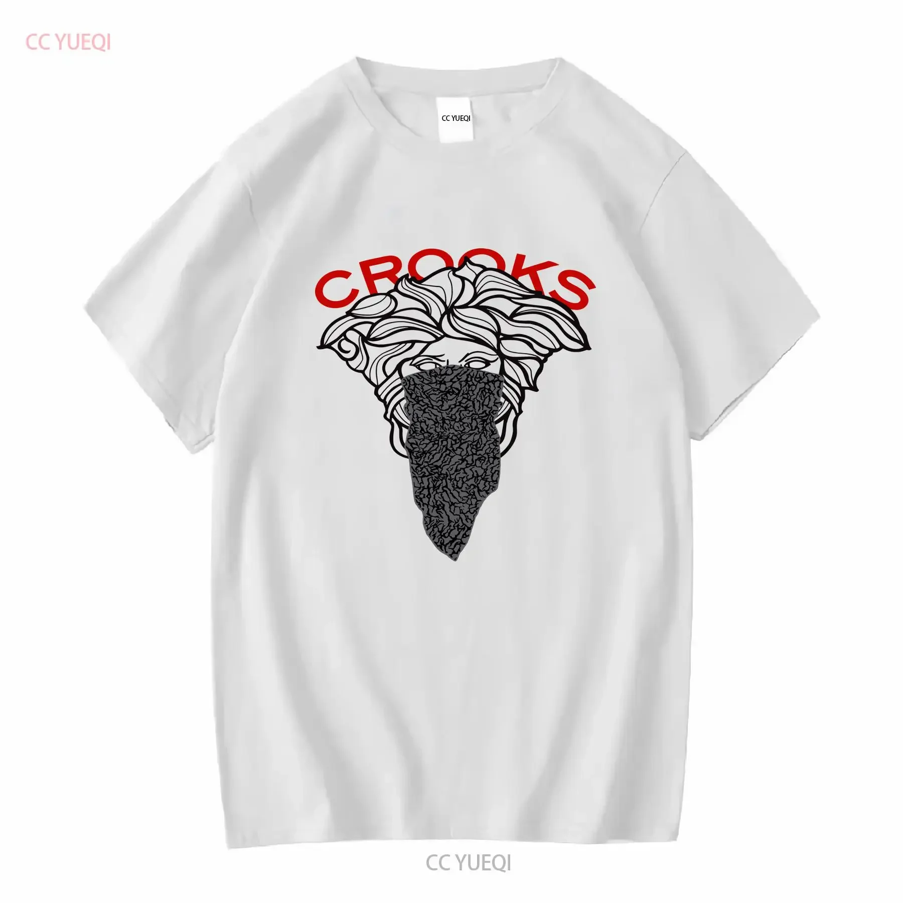 40 00 Crooks and Castles Exklusives Bandito-T-Shirt weiß PYS002, lange oder kurze Ärmel, Vintage-Stil, leicht gewaschen, modisch, weich