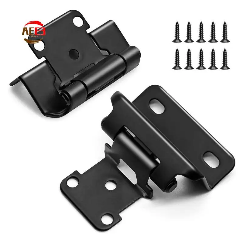 AEE3-Black Cabinet Hinges Cold Rolled Steel Cabinet Hinges 4 Pairs (8 Pcs) Self Closing Black Hinges For Variable Kitchen 8Pcs