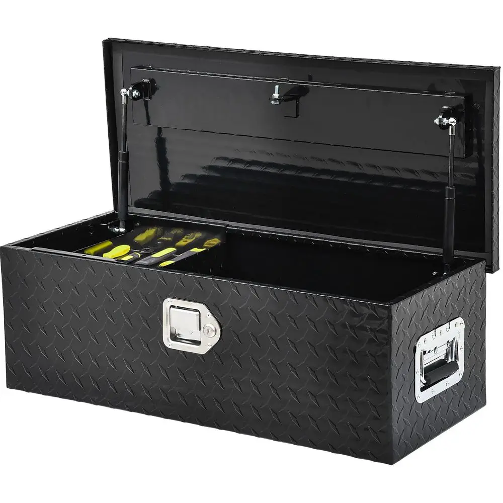 

39 Inch Truck Bed Tool Box, Heavy Duty Aluminum Diamond Plate Tool Box Chest, Waterproof Chest Storage Box with Sliding Shelf a