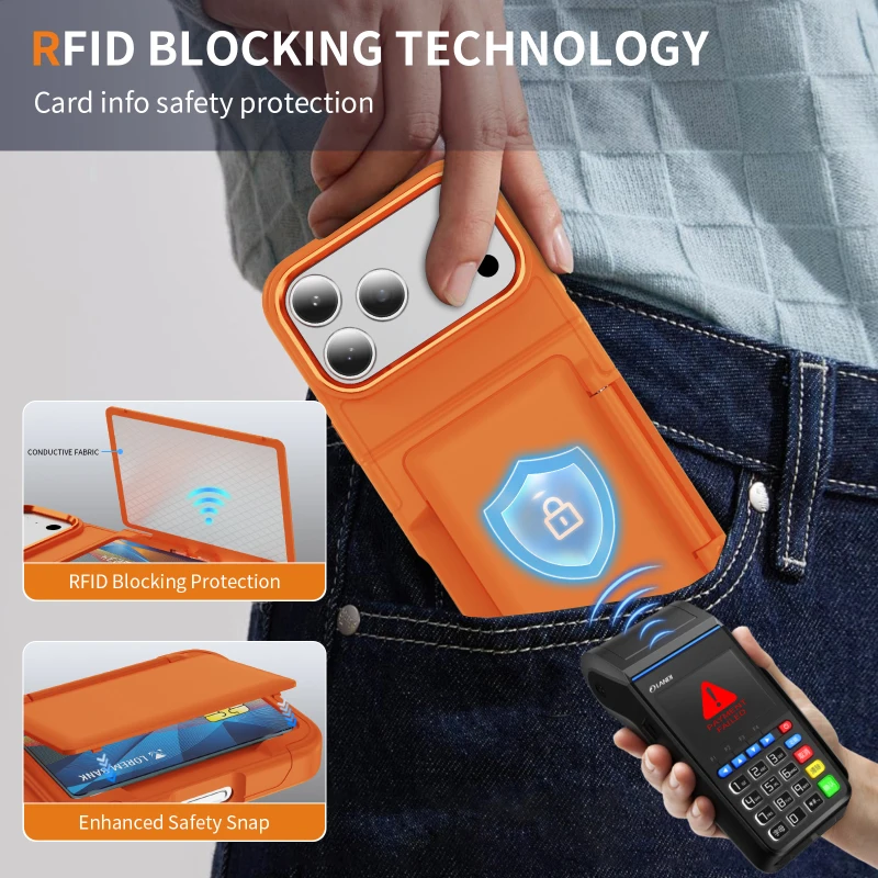 New Solid Color Frosted PC Wallet Card Holder Shockproof Phone Case For iPhone 17 Pro Max 15 13 12 14 16 Pro Max Plus Back Cover view 6