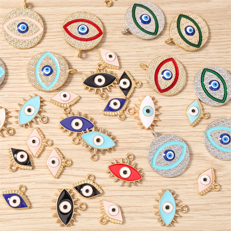 

10pcs Cute Colorful Enamel Evil Eye Charms Pendants for Making Drop Earrings Necklaces Bracelets DIY Crafts Jewelry Accessories