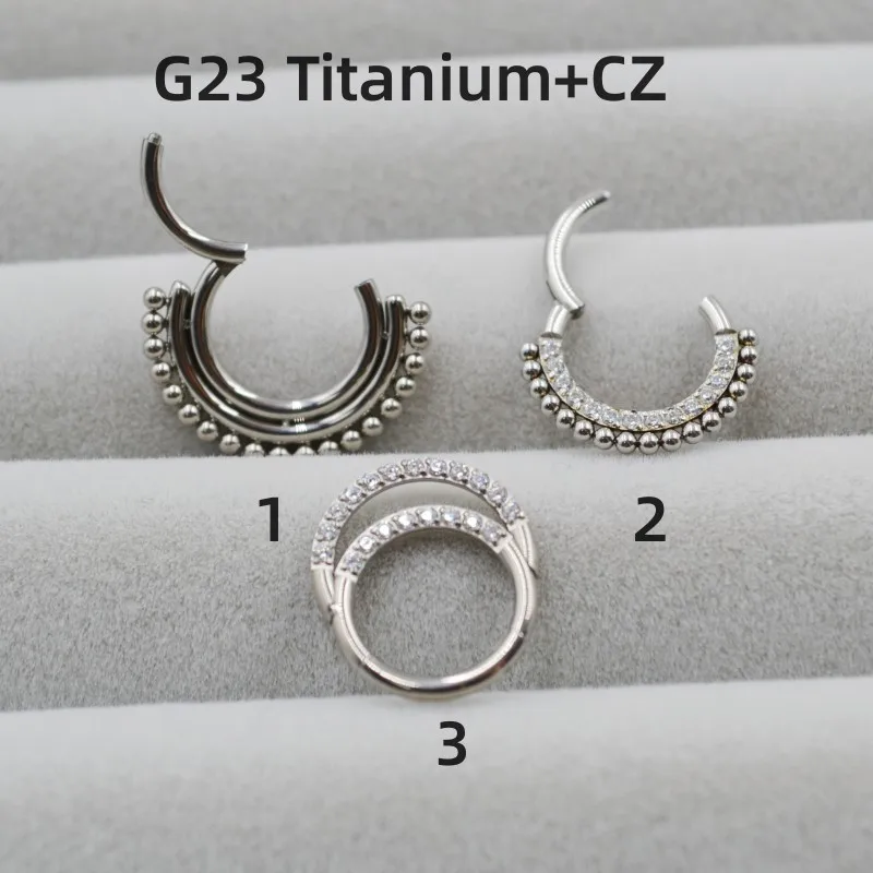 10pcs G23 ASTM F136 Titanium Ball CZ Gems Nose Hoop Septum Clicker Ring Earring Lip Ear Tragus Helix Cartilage Body Piercing